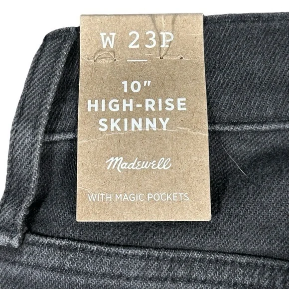 Madewell NWT Womens 10 In High Rise Skinny Jeans Magic Pockets Soft Black Sz 23P - Picture 4 of 15